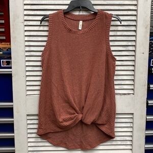 Women's Sleeveless Knotted Top - Brown